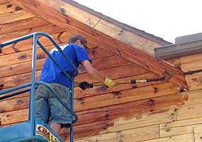 Log home staining